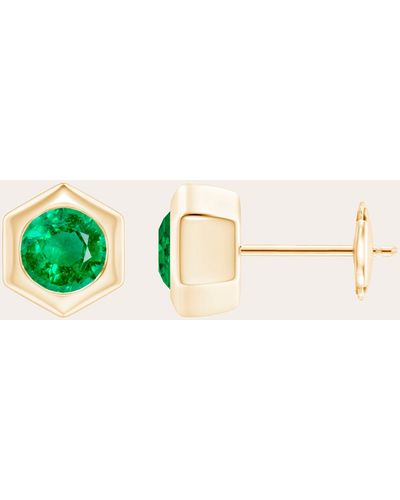 Natori Emerald Hexagon Stud Earrings - Green
