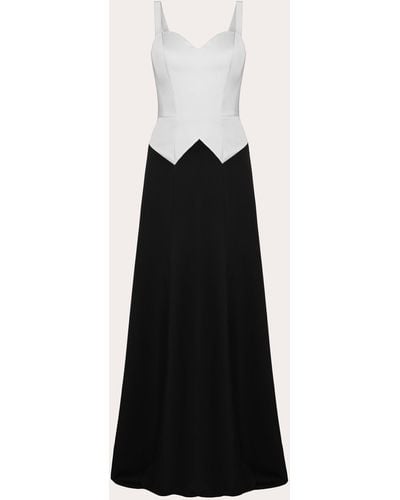 Dalood Color Block Satin Maxi Dress - Black