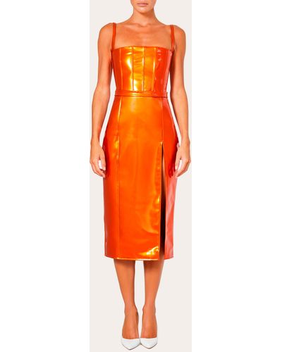 LAQUAN SMITH Slit Midi Skirt - Orange