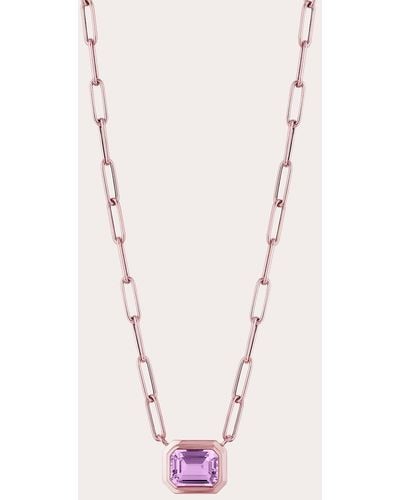 Goshwara Lavender Amethyst Horizontal Pendant Necklace 18k Gold - Pink