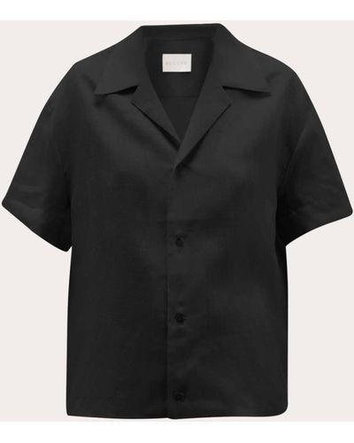 Asceno Prague Linen Shirt - Black