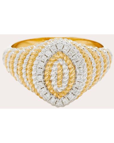 Yvonne Léon Diamond & 9k Two-tone Braided Marquise Mini Signet Ring - Natural