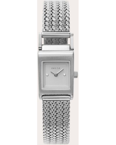 Breda Stainless Steel Revel Tethered Mesh Bracelet Watch - White