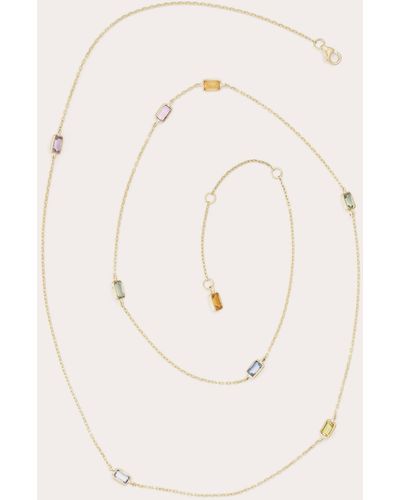 Yi Collection Rainbow Sapphire Baguette Candy Station Necklace - Natural