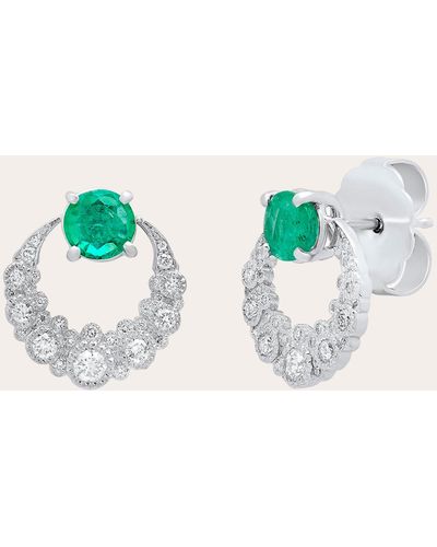 Colette Emerald Moon Earrings - Blue