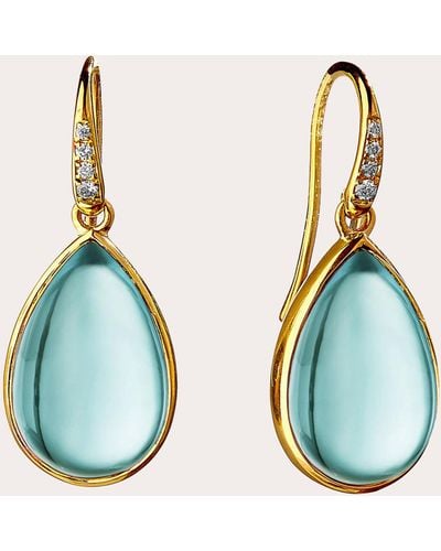 Syna Topaz Mogul Pear Drop Earrings 18k Gold - Blue