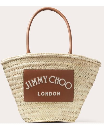 Jimmy Choo Medium Beach Basket Tote Bag - Natural
