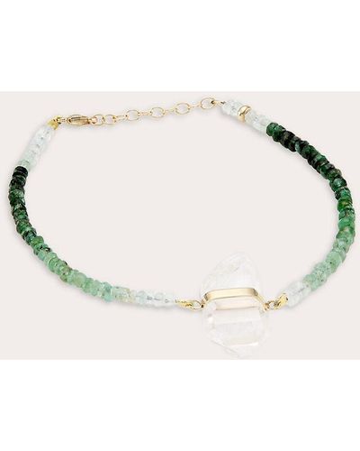JIA JIA Emerald & Crystal Quartz Beaded Charm Bracelet - Natural