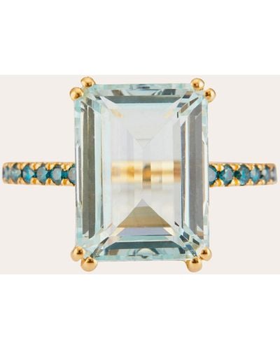 Yi Collection Aquamarine And Blue Diamond Ring 18k Gold - Natural