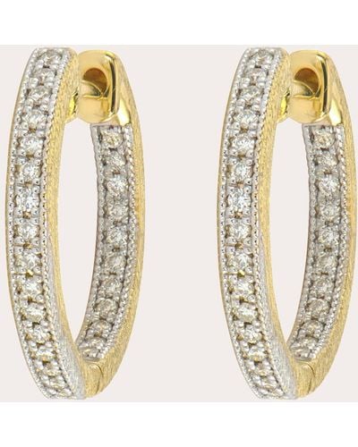 Jude Frances Diamond Round Hoop Earrings - Metallic