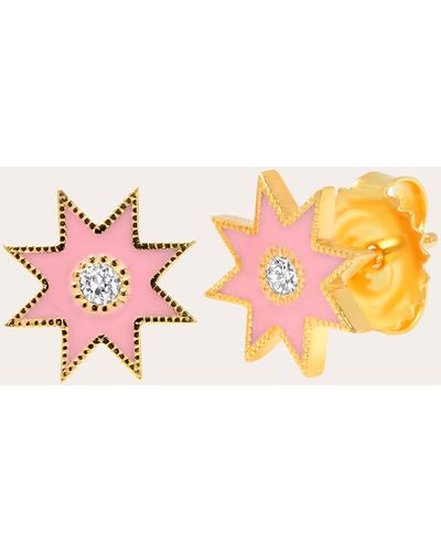 Colette Starburst Diamond Stud Earrings - Pink