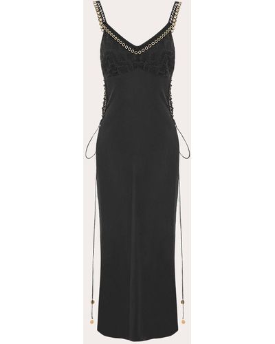 Hayley Menzies Hayley Zies Lace Silk Midi Slip Dress - Black