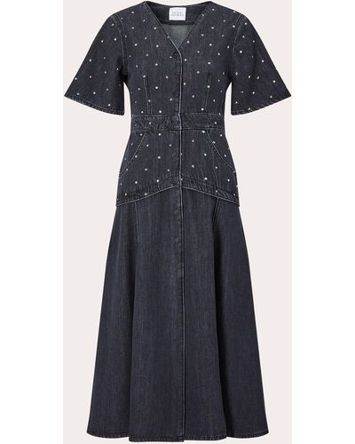 Hayley Menzies Hayley Zies Studded Denim Midi Dress - Blue