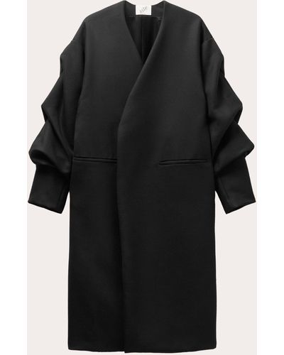 BITE STUDIOS Crinkled Sleeve Coat - Black