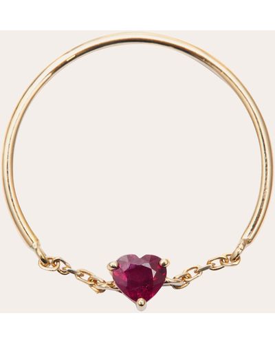 Yi Collection Ruby Heart Half Chain Ring Cotton - Natural