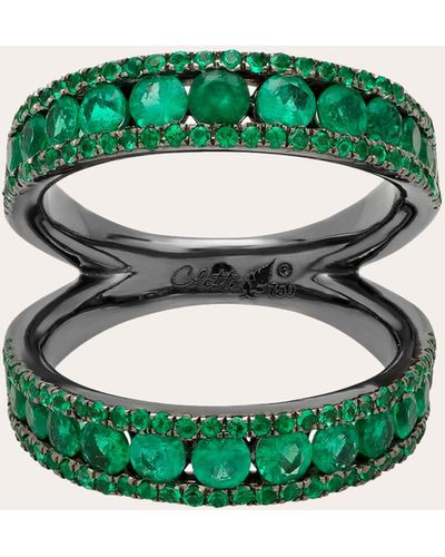 Colette Twined Double Ring - Green