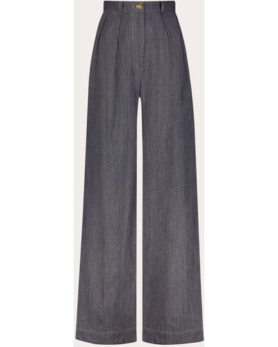 Matthew Bruch Button Pleated Denim Pants Cotton/denim/linen - Gray