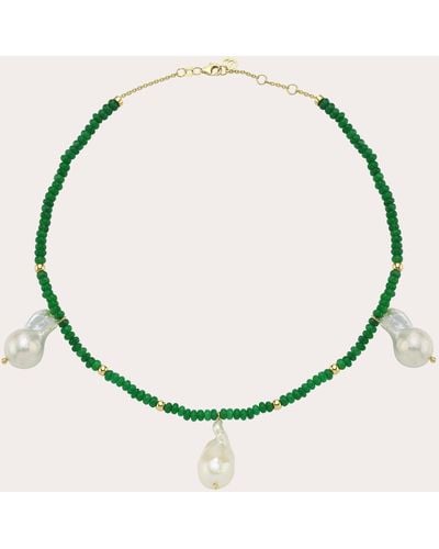 Charms Company Jade & Baroque Pearl Beaded Necklace - Natural