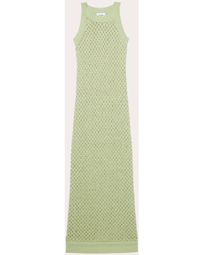 St. John Sparkle Crochet Knit Midi Dress - Green
