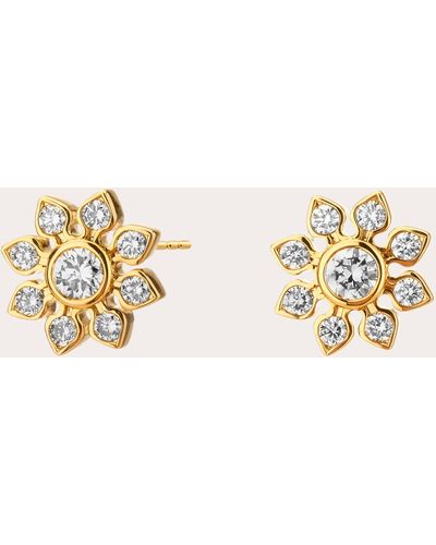 Syna Diamond Mogul Flower Stud Earrings - Natural