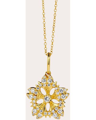 Syna Diamond Jardin Flower Pendant Necklace - Metallic