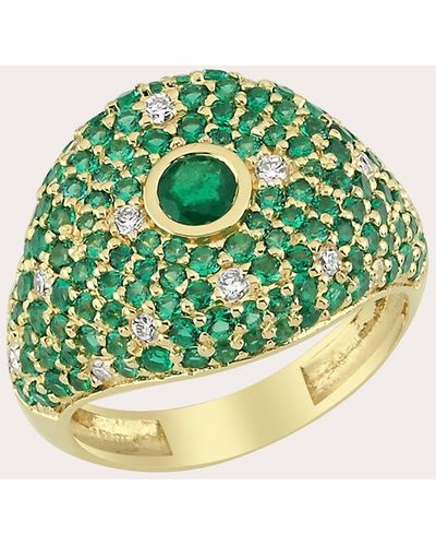Charms Company Emerald & Tsavorite Bonbon Ring 14k Gold - Green