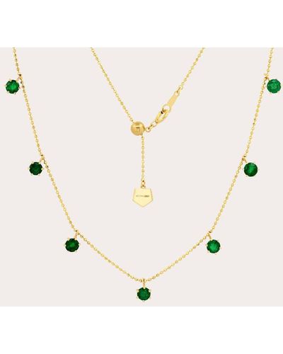 Graziela Gems Floating Emerald Station Necklace 18k Gold - Natural