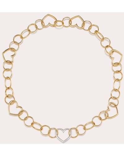 Yvonne Léon Two-tone Maxi Heart Link Necklace - Natural