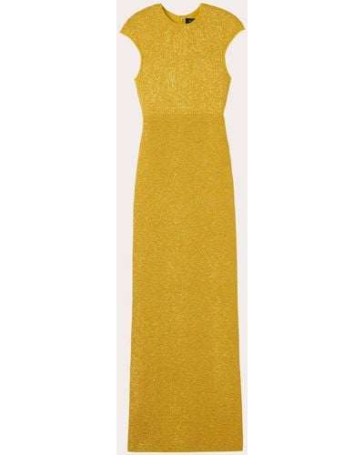 St. John Sequin Knit Cap-sleeve Gown - Yellow