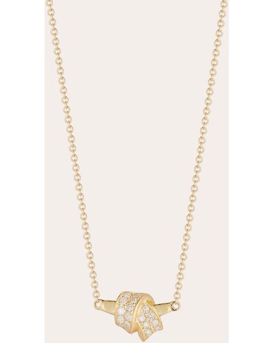 Carelle Diamond Knotted Pendant Necklace - White