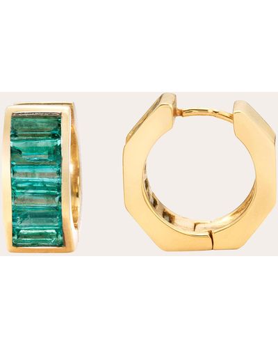 JOLLY BIJOU Emerald Otto Mini huggie Earrings - Metallic