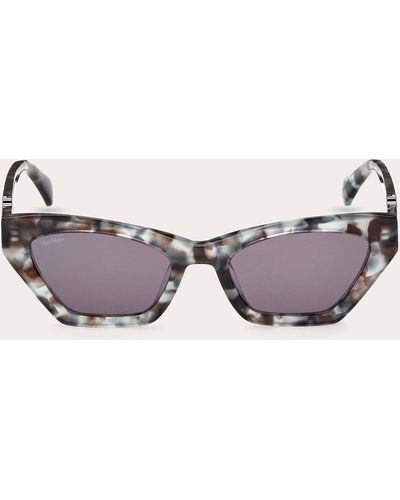 Max Mara Shiny Sage Havana & Smoke-silver Cat-eye Sunglasses - Brown