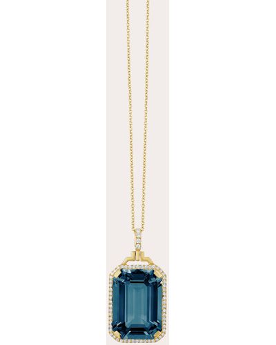 Goshwara Diamond & London Topaz Emerald-cut Pendant Necklace - Blue