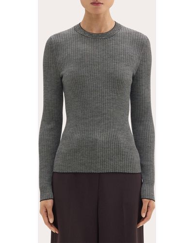 Theory Regal Wool Long-sleeve T-shirt - Gray