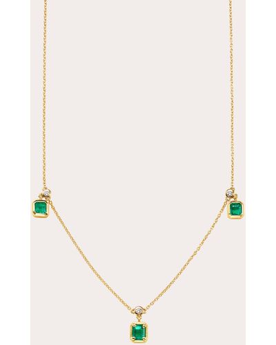 Milamore Triple Emerald Pendant Necklace 18k Gold - Natural