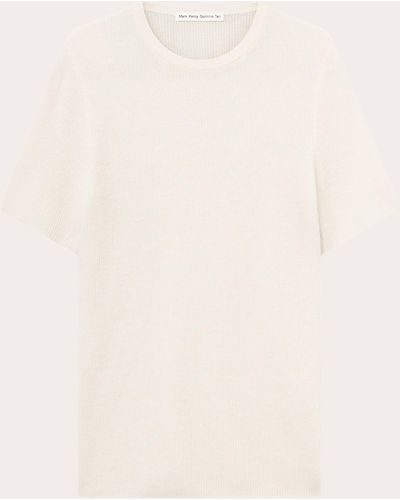 Mark Kenly Domino Tan Kamala Ribbed Cashmere T-shirt - Natural