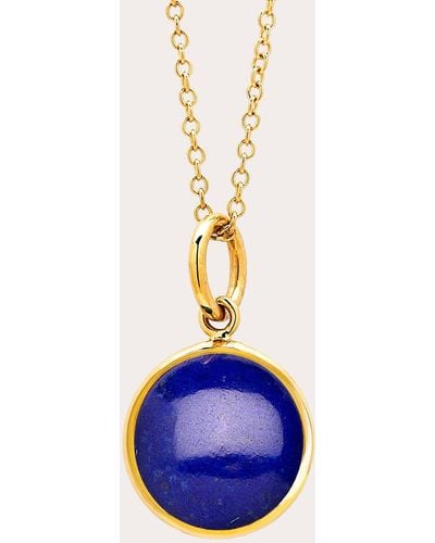 Syna 10mm Chakra Lapiz Lazuli Charm Pendant 18k Gold - Blue