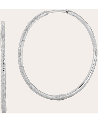 RENNA Large Slim Florentine Hoop Earrings - Natural