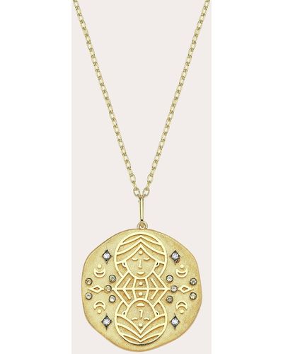 Charms Company Citrine Gemini Zodiac Pendant Necklace - Metallic