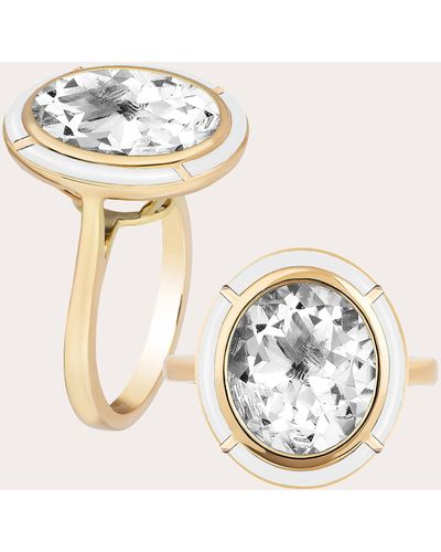 Goshwara Rock Crystal & Agate Oval Inlay Ring 18k Gold - Metallic