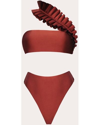 Andrea Iyamah Liva Ruffle Bikini - Red