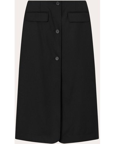Mark Kenly Domino Tan Noma Wool Twill Midi Skirt - Black