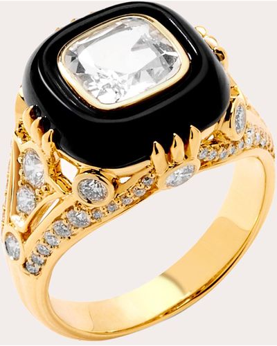 Syna Mogul Black Onyx Diamond Ring - Metallic