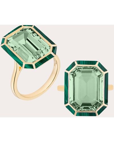 Goshwara Small Prasiolite & Malachite Inlay Emerald-cut Ring - Green