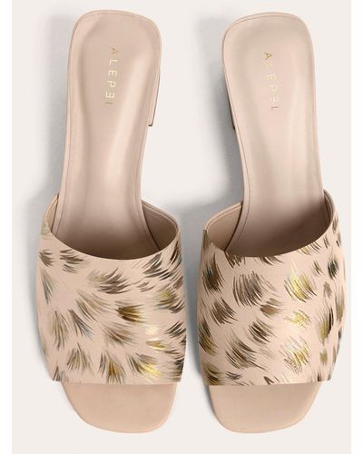 Alepel Gold Cheetah Block-heel Sandal - Natural