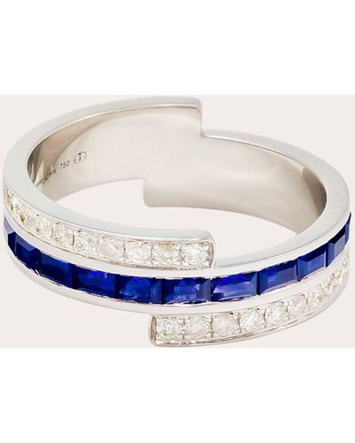 Yvonne Léon Sapphire & Diamond Closed Baguette Ring - Blue