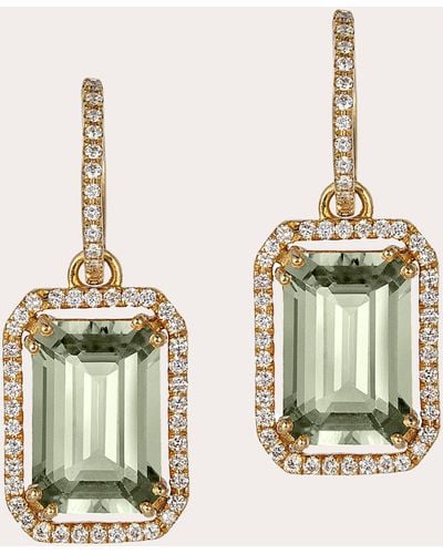 Goshwara Diamond & Prasiolite Emerald-cut Hoop Earrings - Metallic