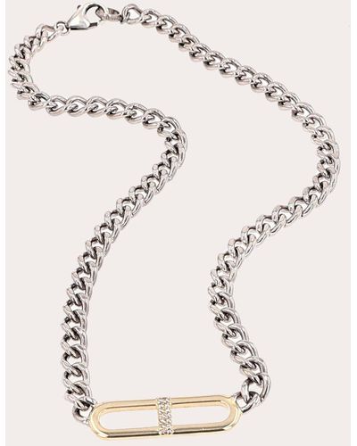 Sheryl Lowe Two-tone H-link Flat Curb Chain Necklace - Natural
