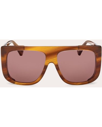 Max Mara Shiny Stripe & Dark Shield Sunglasses - Brown