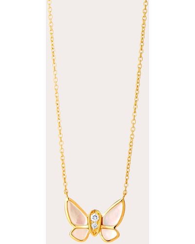 Syna Mother Of Pearl Jardin Butterfly Pendant Necklace - White